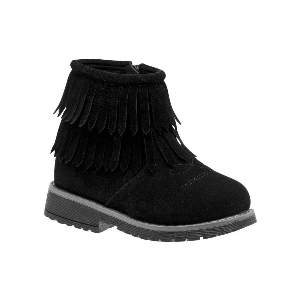Chic Black Fringe Kids Boots